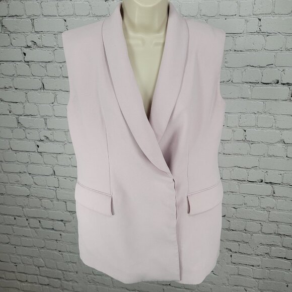 Zara Pale Pastel Pink Buttoned Lined Collared Blazer Vest Jacket Size Medium M - Picture 1 of 16